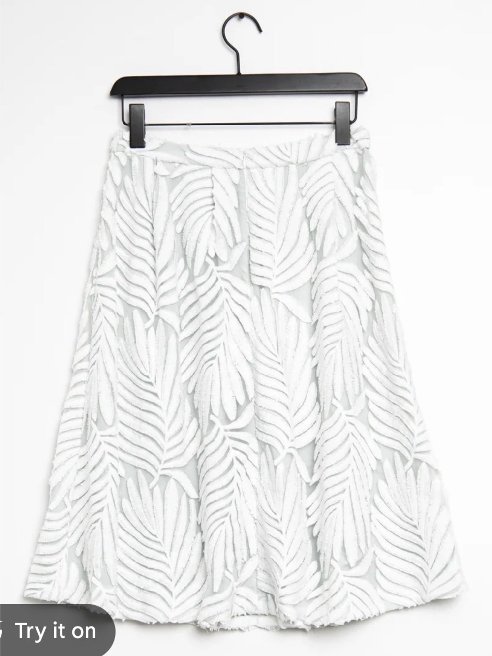 Reiss Hex Green Textured Leaf Design Midi Skirt